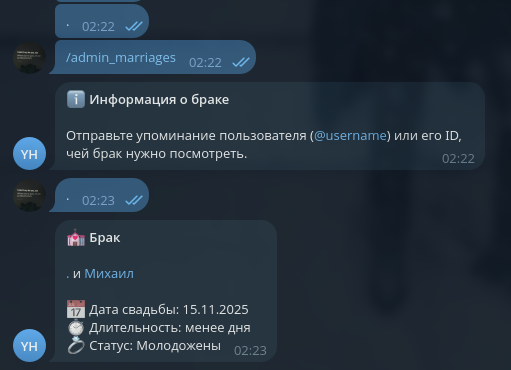 Информация о браке